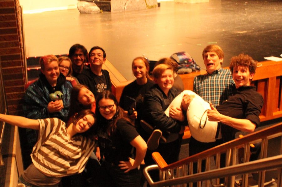 Some+of+the+One+-+Act+cast+takes+time+to+pose+for+a+picture+at+their+dress+rehearsal.