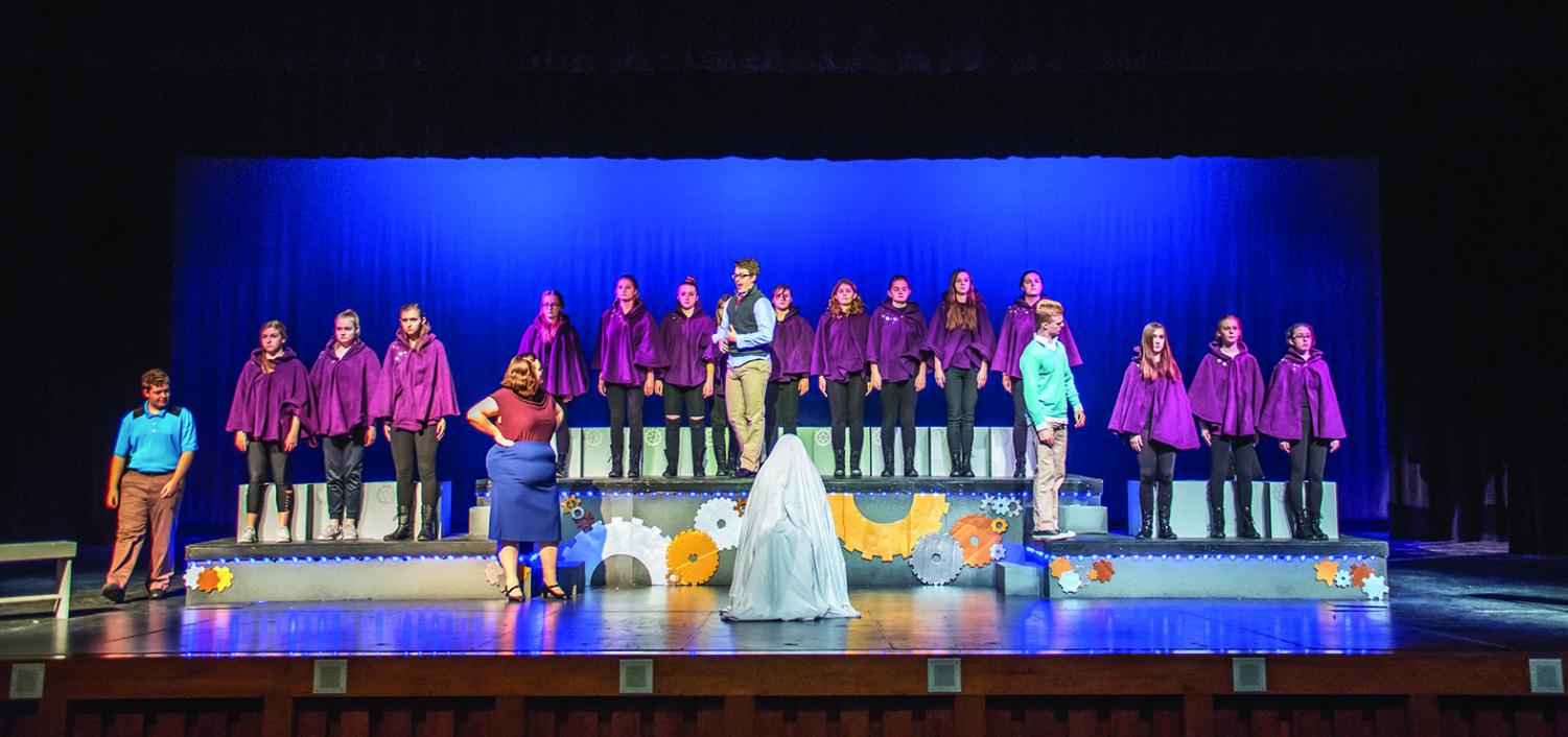 Lincoln East's Property Rites crew doing a dress rehearsal.