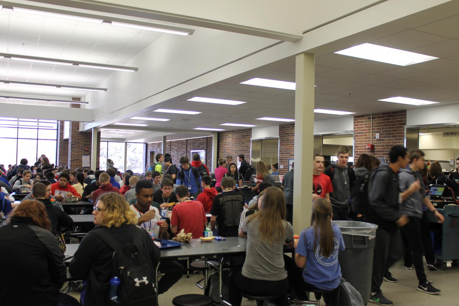 Students enjoying their free time during third lunch.