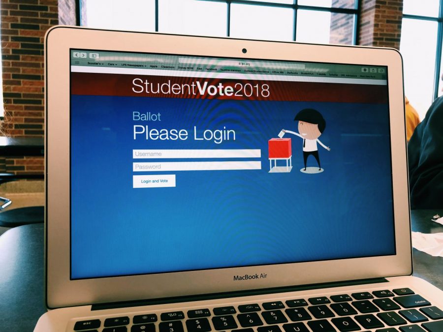 A+laptop+is+displayed+with+the+StudentVote+login+screen.+Students+had+the+opportunity+starting+at+8+am+this+morning+until+4+pm+today+to+vote.