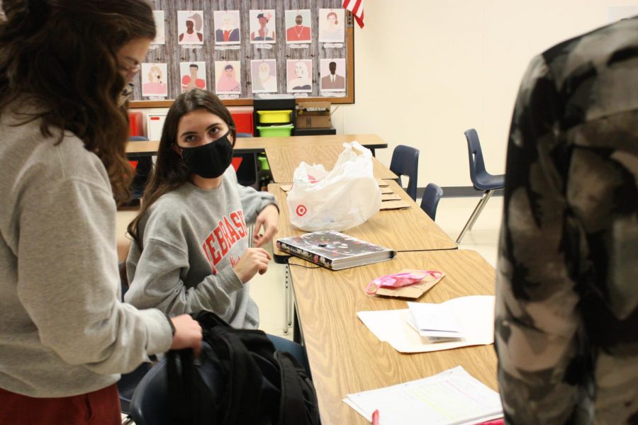 StuCo selling masks after school to raise money for the Breast Cancer Foundation.