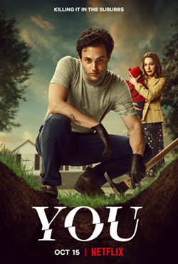 This promotional poster for You season three sheds light onto the eeriness of season three. The photo of Joe, Love, and their young child shows them as a suburban family with a secret. Promotional material. Public domain.