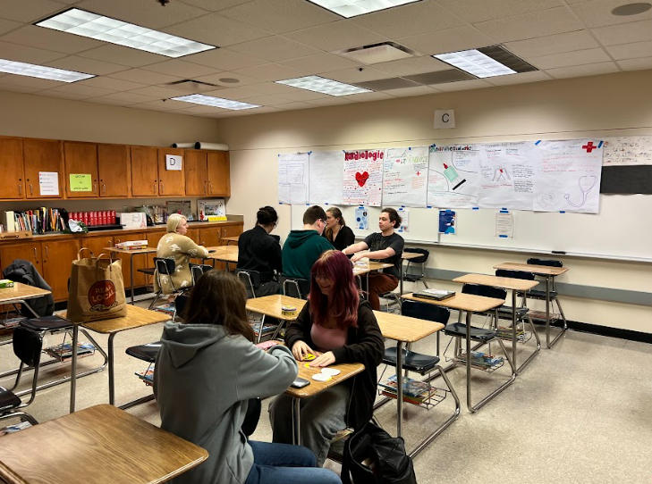 Lincoln Easts German Club plays board games at their meeting on October 25, 2023. The club meets in room 129 every Wednesday from 3:15-4:15, during which they further their understanding of the language of German.