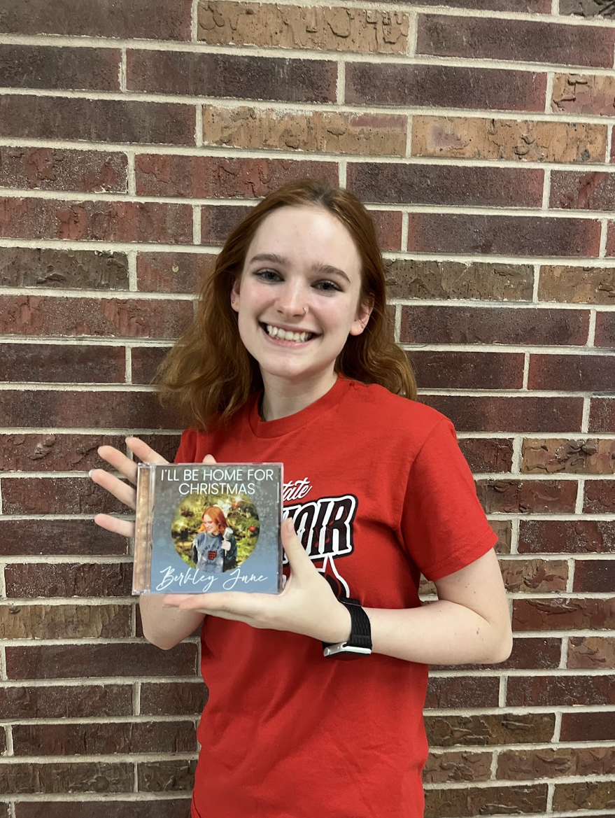 Lincoln East senior, Berkley Nielsen, displays her debut album, Ill Be Home for Christmas that she released in 2022. The album was a great accomplishment as she sold CDs and booked live events.