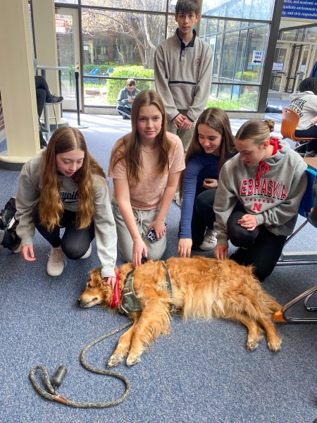 On March 21, 2024, therapy dogs surrounded Lincoln East’s commons area. The service animals visit our school to provide a sense of comfort for students during Wish Week.