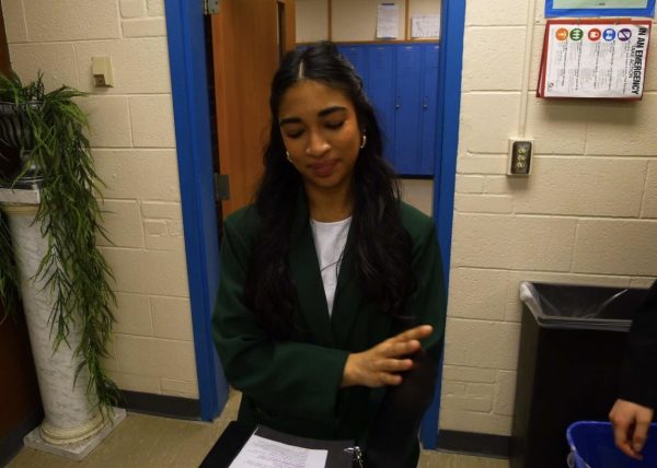 Nusrat Amin prepares for a speech competition during the 2023-2024 season. She appreciates the lessons that speech has taught her about public speaking.