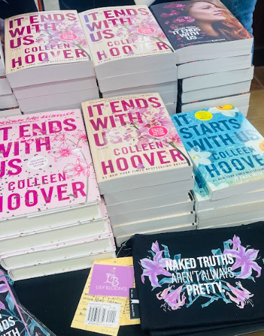 On September 9, 2024 Colleen Hoover's best selling book "It Ends With Us" can be found at Barnes & Noble with an assortment of different merch after the release of the movie "It End With Us" based on her book. The movie has brought even more attention to Hoover and her books, creating a large fan base around her