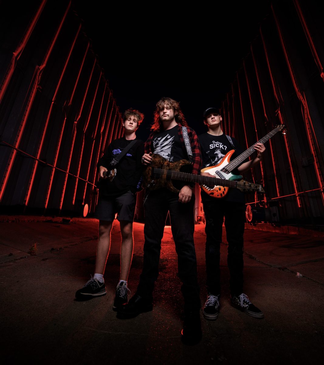 The Jiblets: Jay Schneider (left), Joey Walter (center), and Jackson Otto (right). They are a former high school band making their way in the Lincoln metal scene.