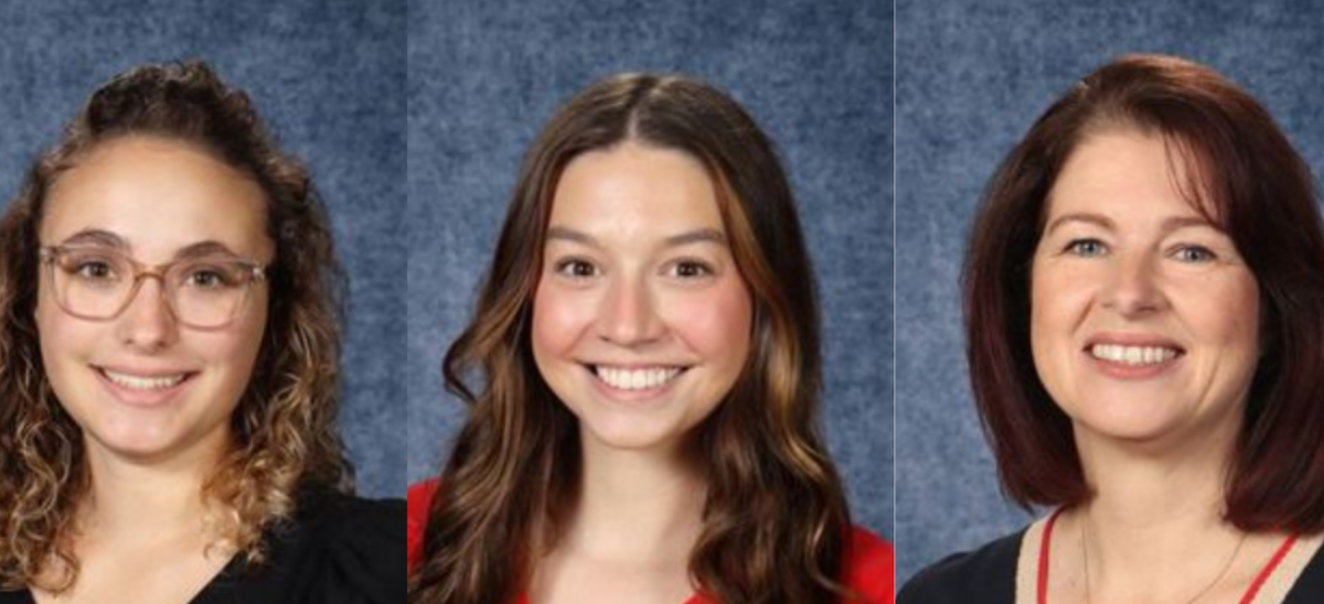 New first-year teachers at East, Madelyn Kreifels (left), Erin Bell, (center) and Kerry Florell (right). All three teachers are reflecting on their first year in the classroom and looking forward to next year.