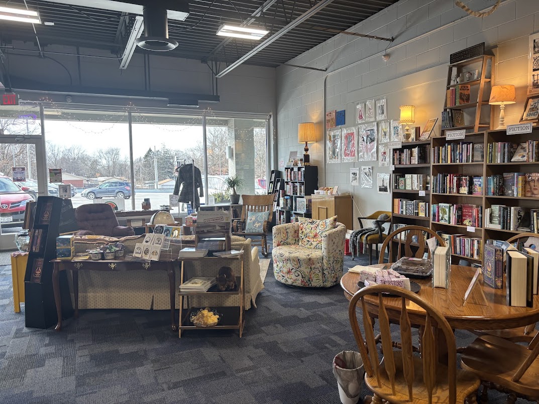 The interior of Sower Books with many different genres and items displayed. It felt welcoming and cozy walking in.